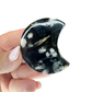 Black Flower Agate Moon Carving