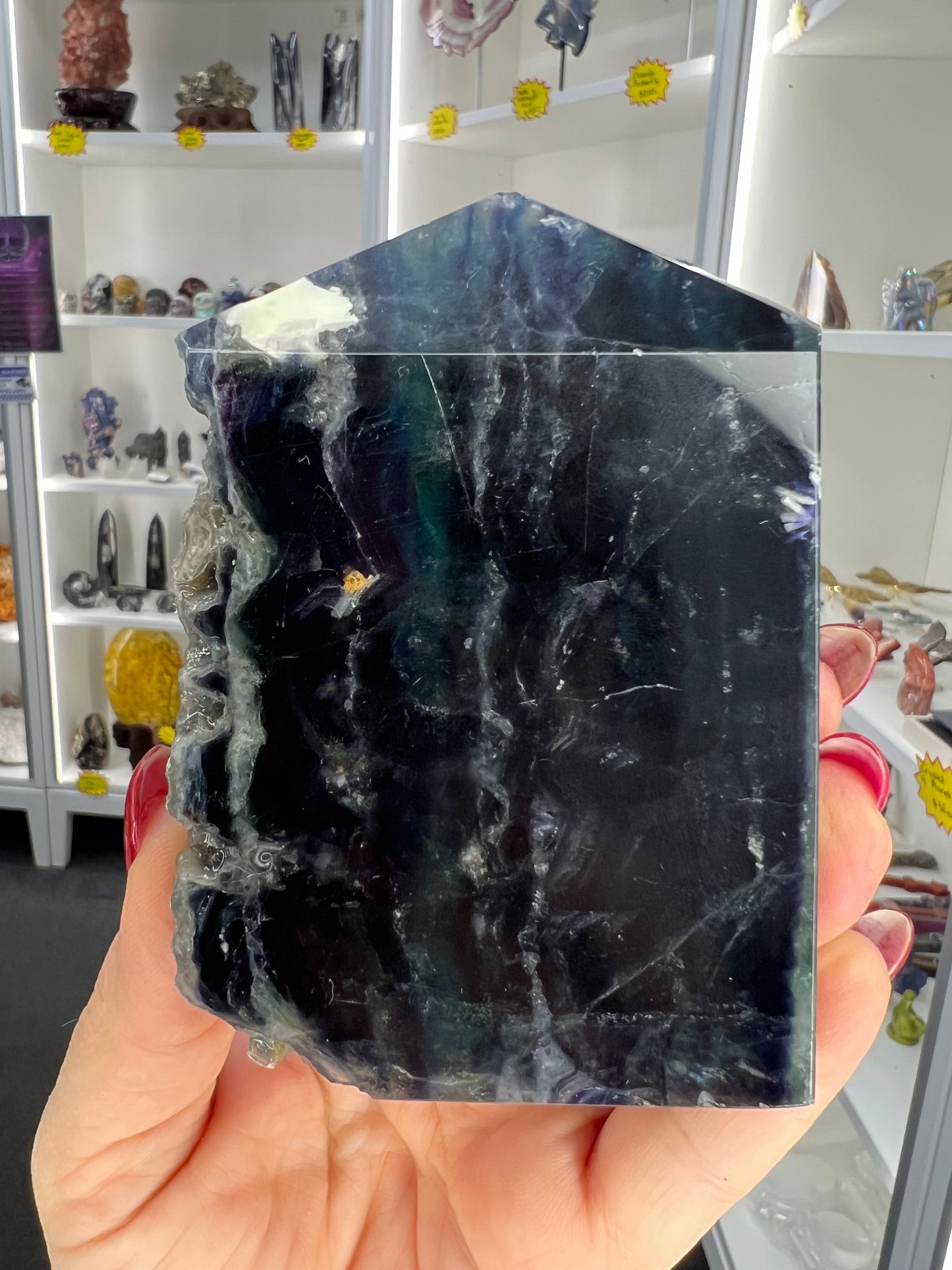 Black Fluorite Slab / Tower (UV Reactive)