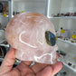 Rose Quartz Alien Head with Labradorite Eyes