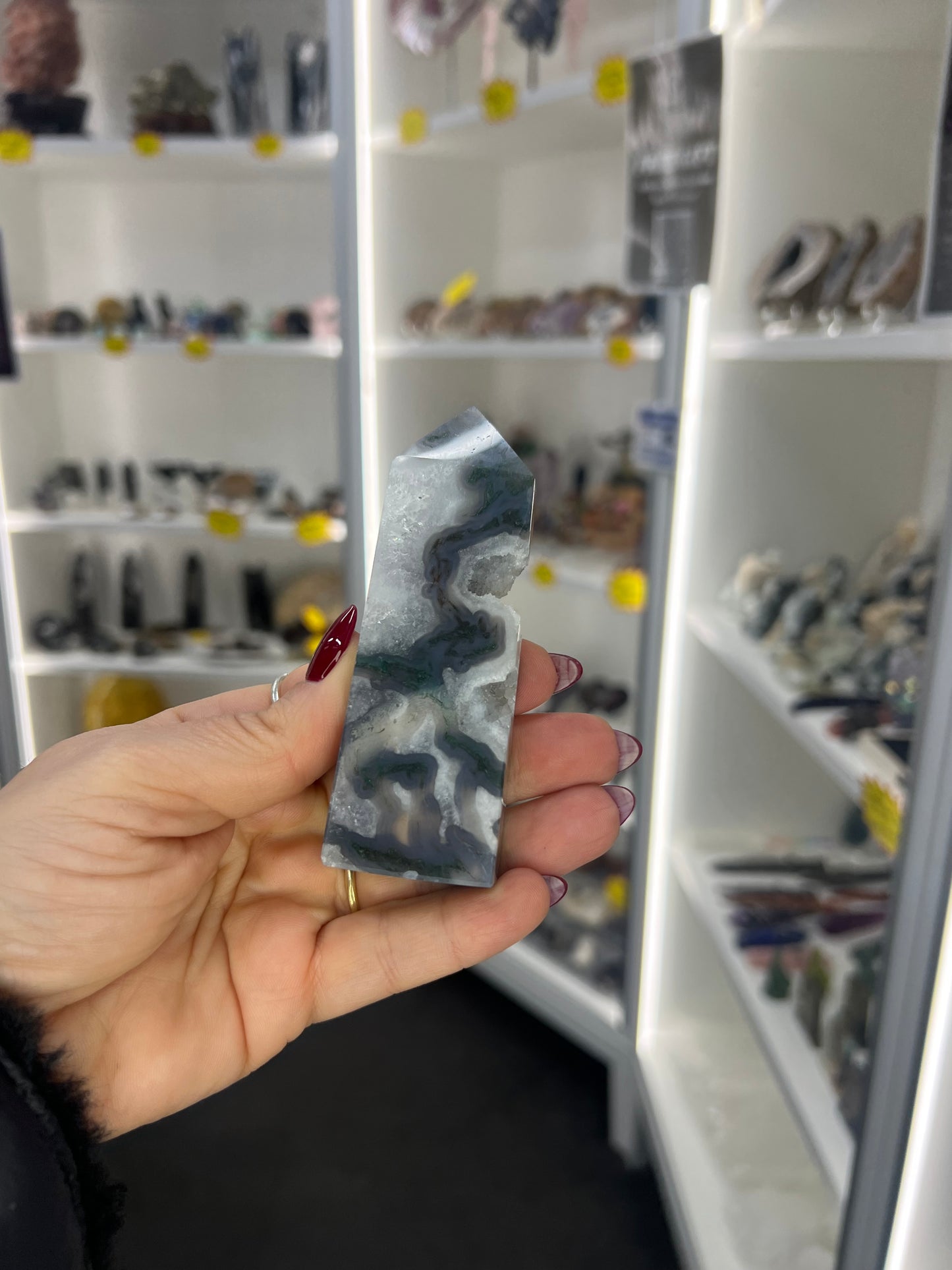 Moss Agate Druzy Tower