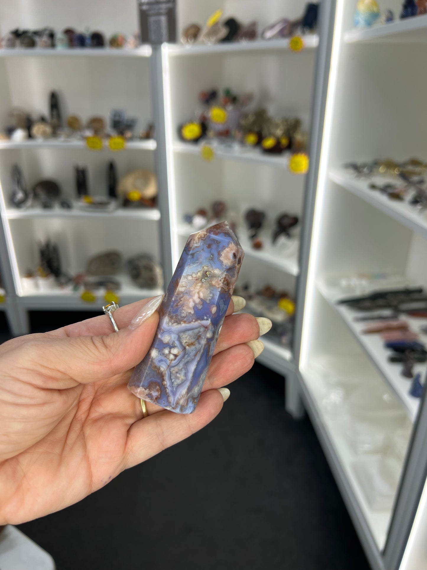 Blue Flower Agate Tower