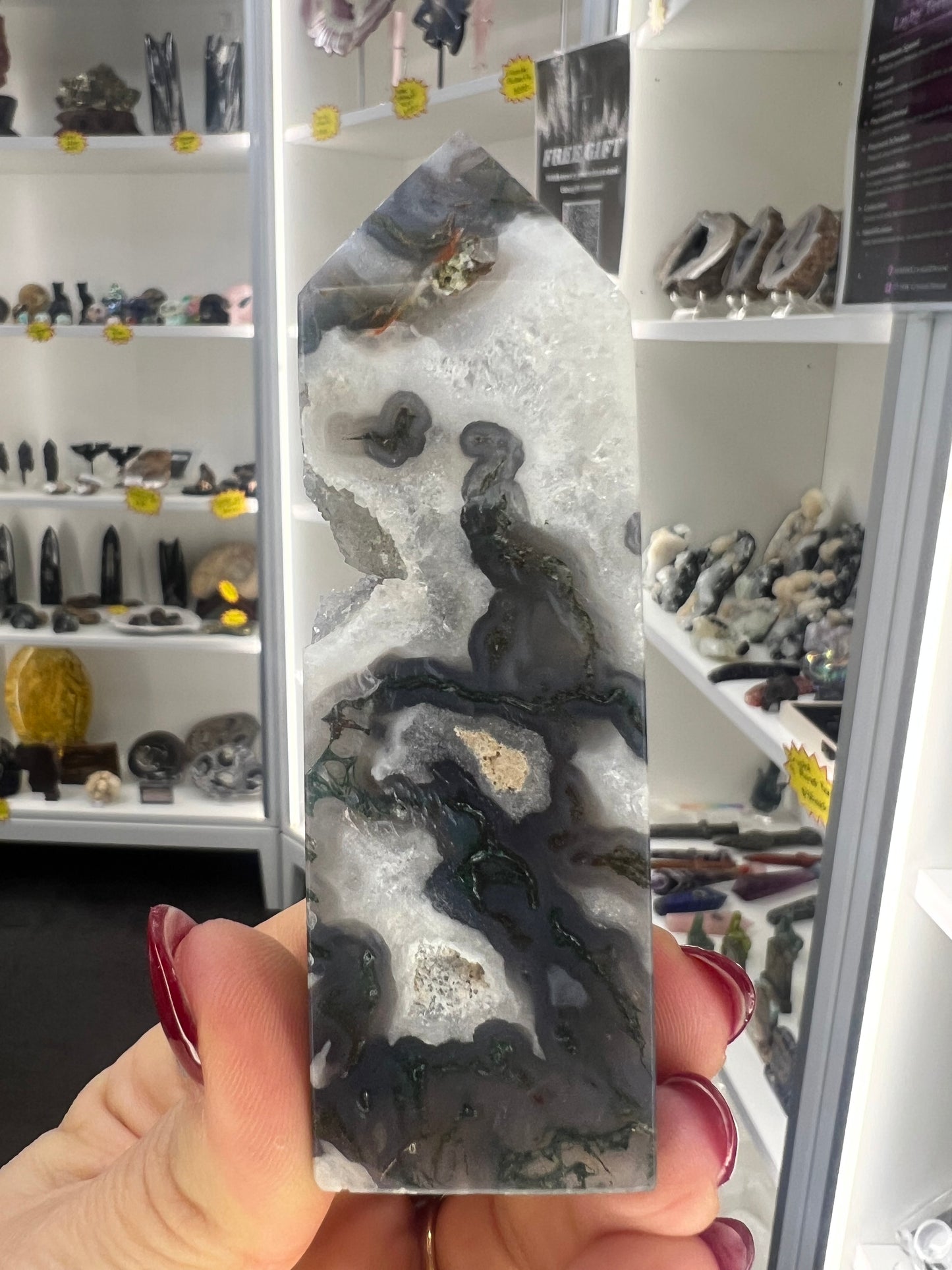 Moss Agate Druzy Tower
