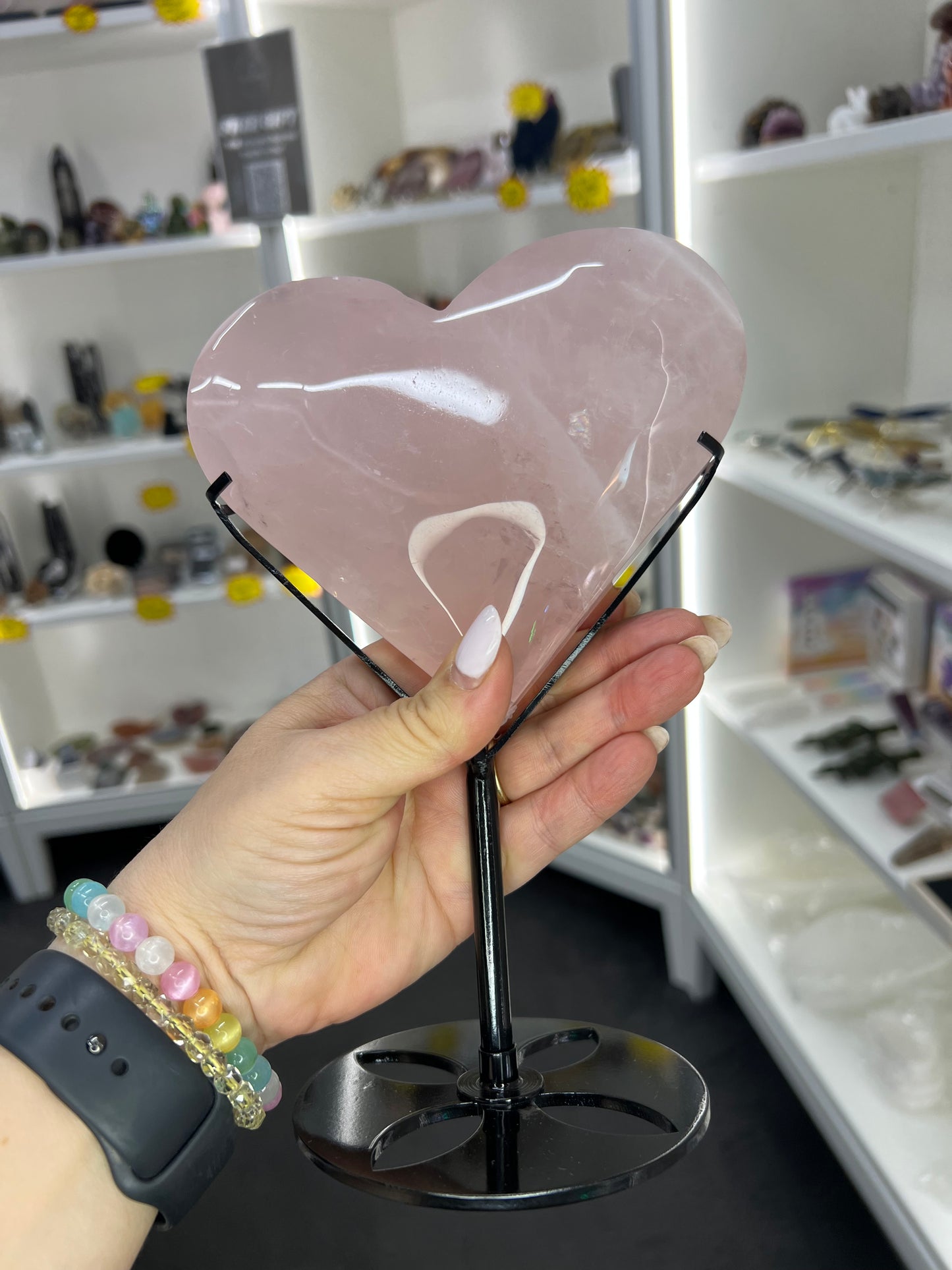 Rose Quartz Heart on Stand
