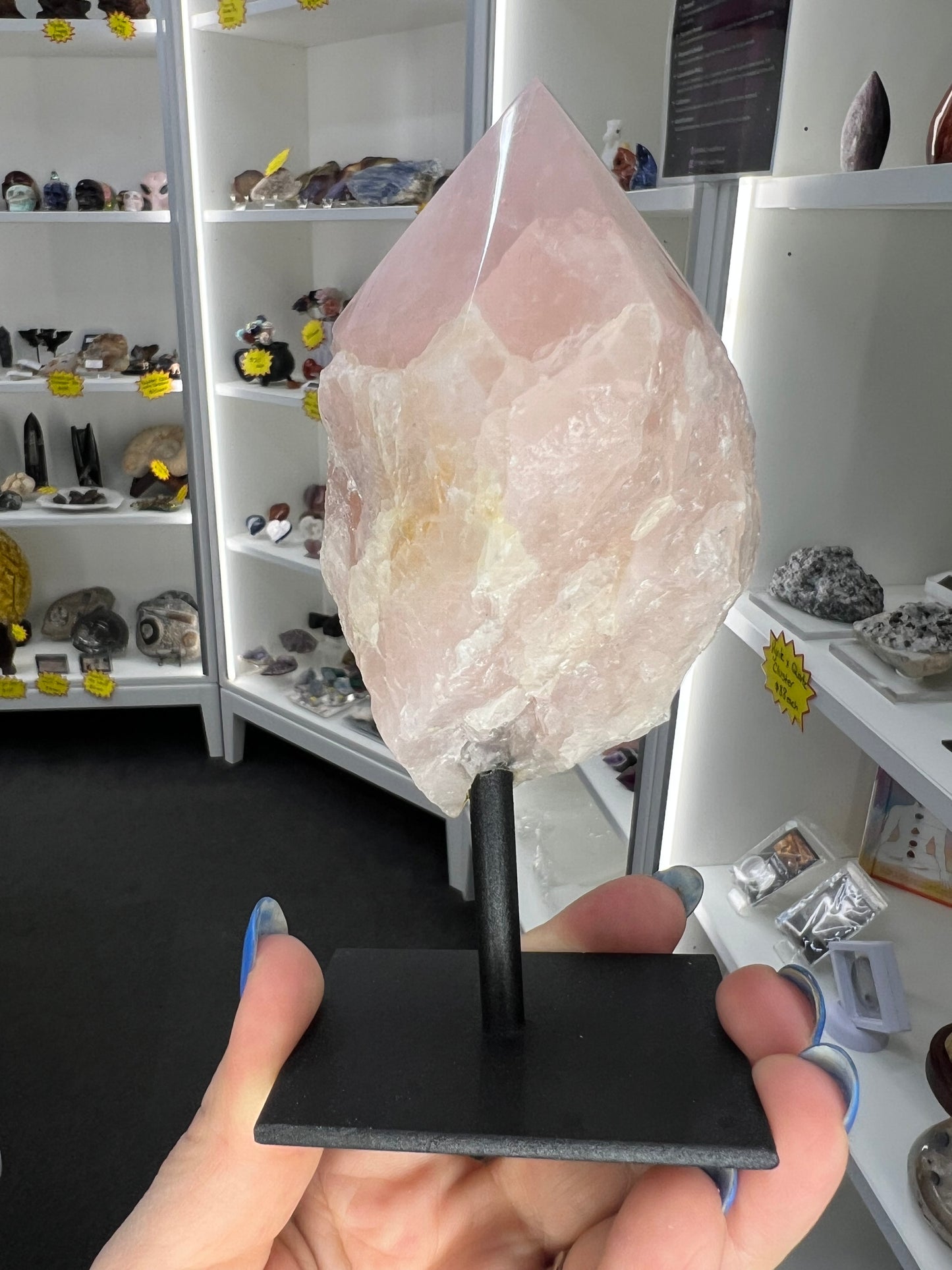 Rose Quartz Point on Stand