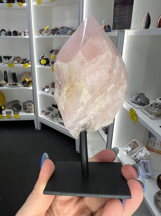 Rose Quartz Point on Stand