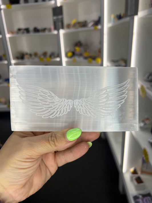 Selenite Angel Wings Charging Plate