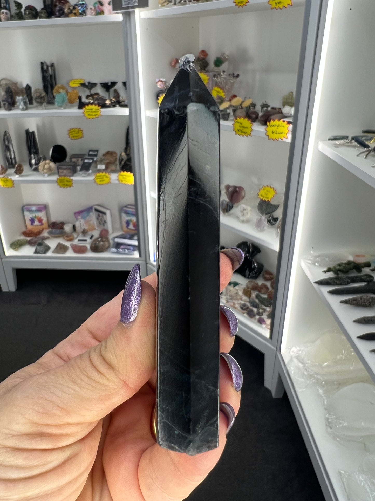Black Fluorite Tower (UV Reactive)