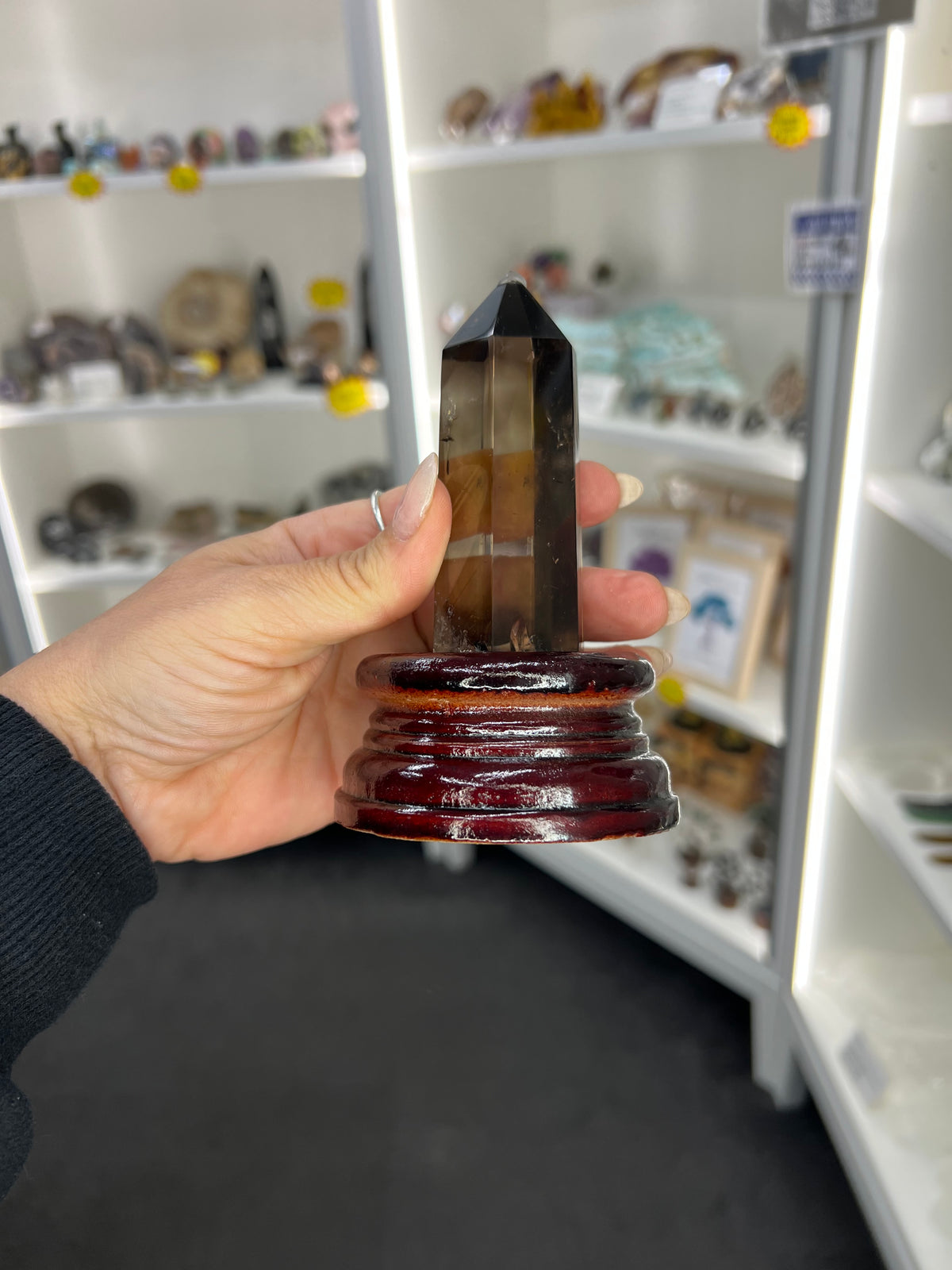 Smoky Quartz Tower on Stand