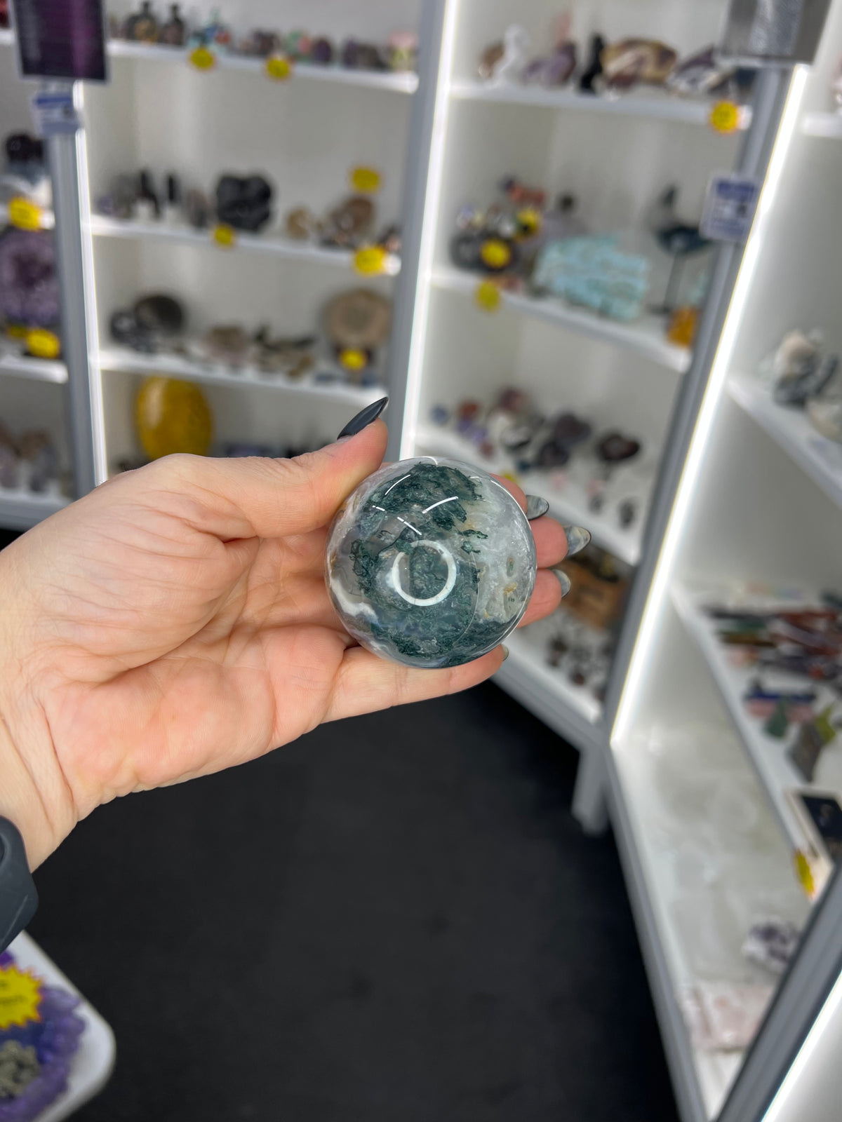 Moss Agate Sphere with Stand