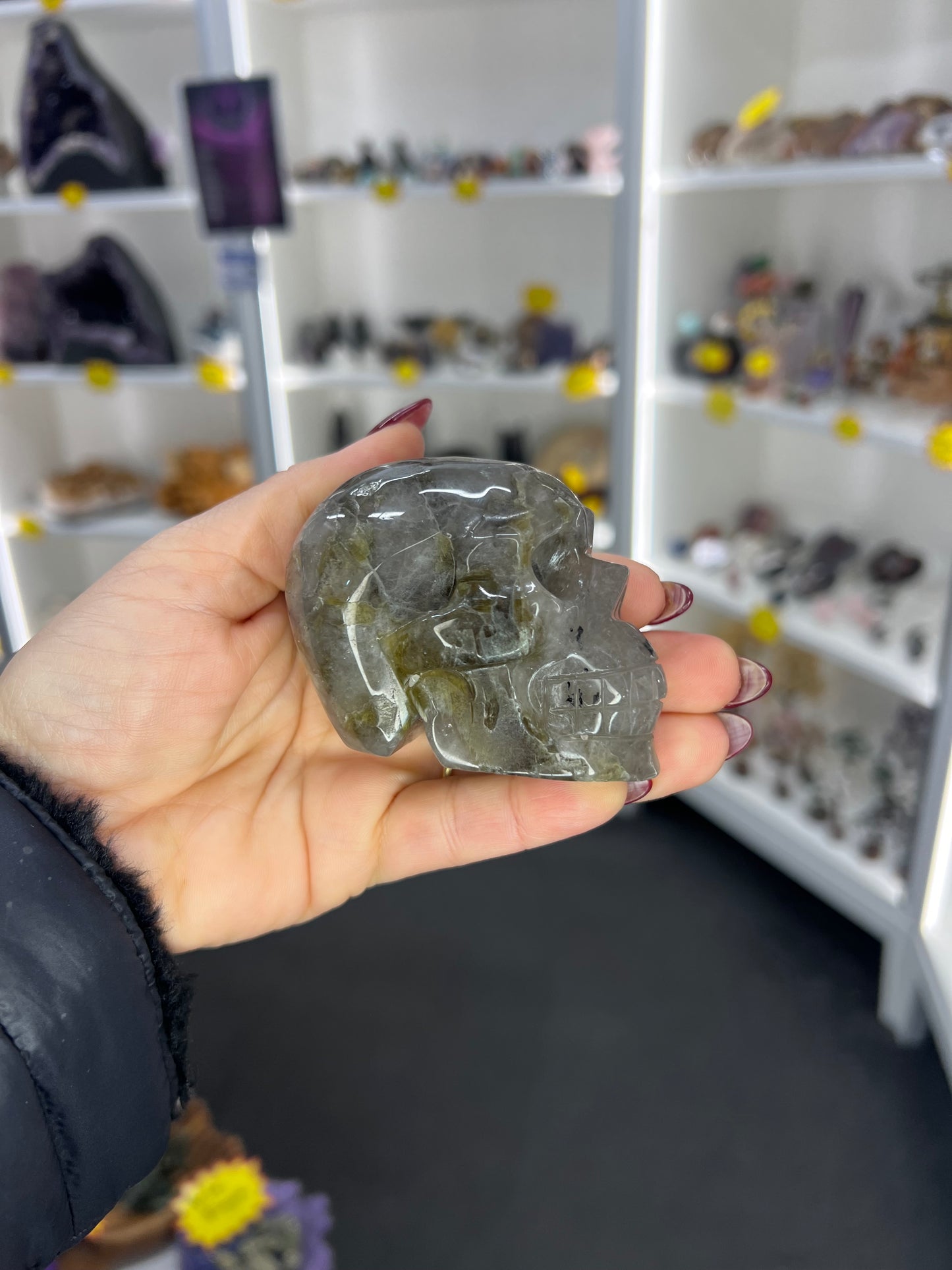 Smoky Quartz with Green Mica Skull