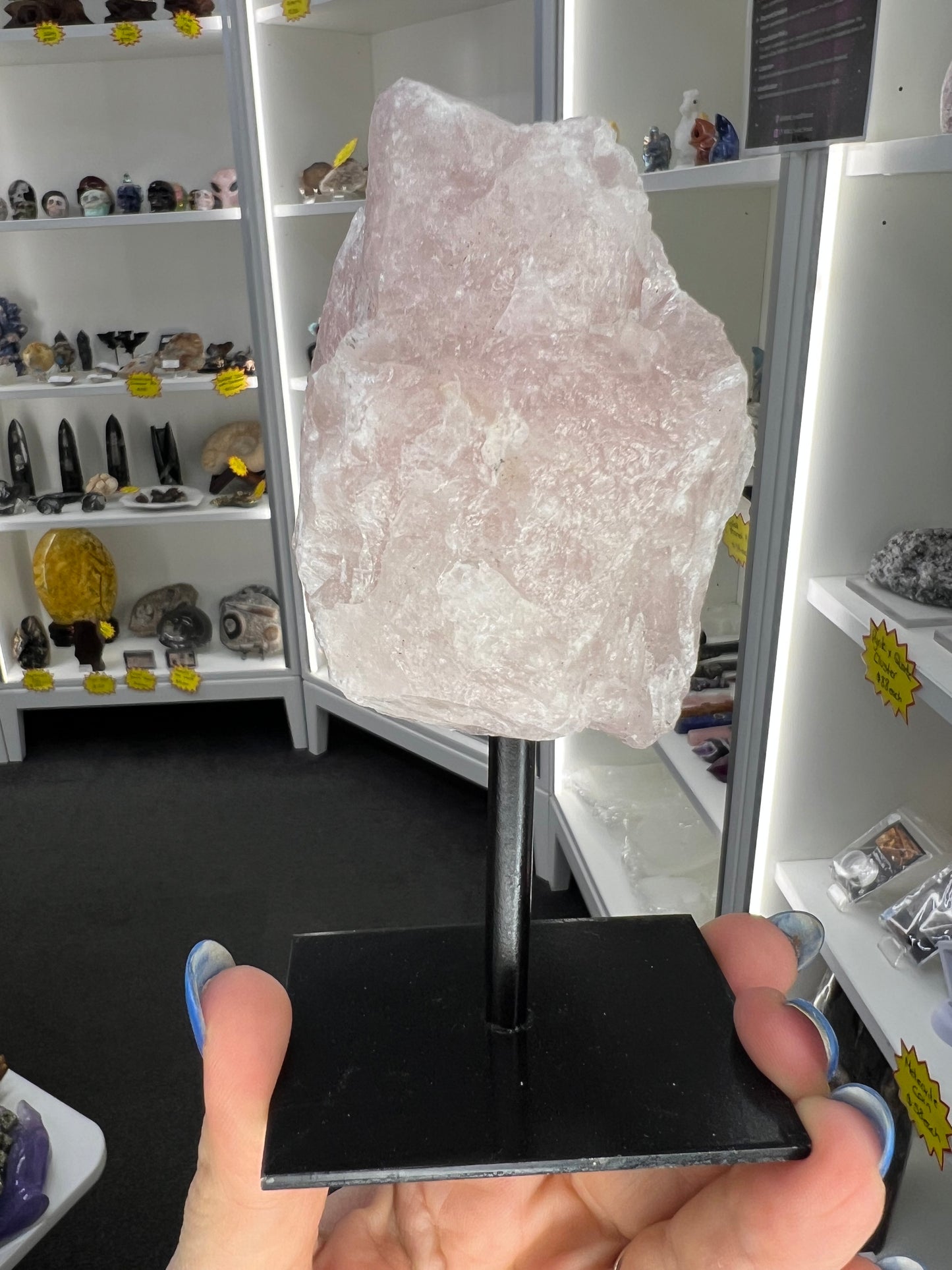 Rose Quartz Raw Specimen on Stand