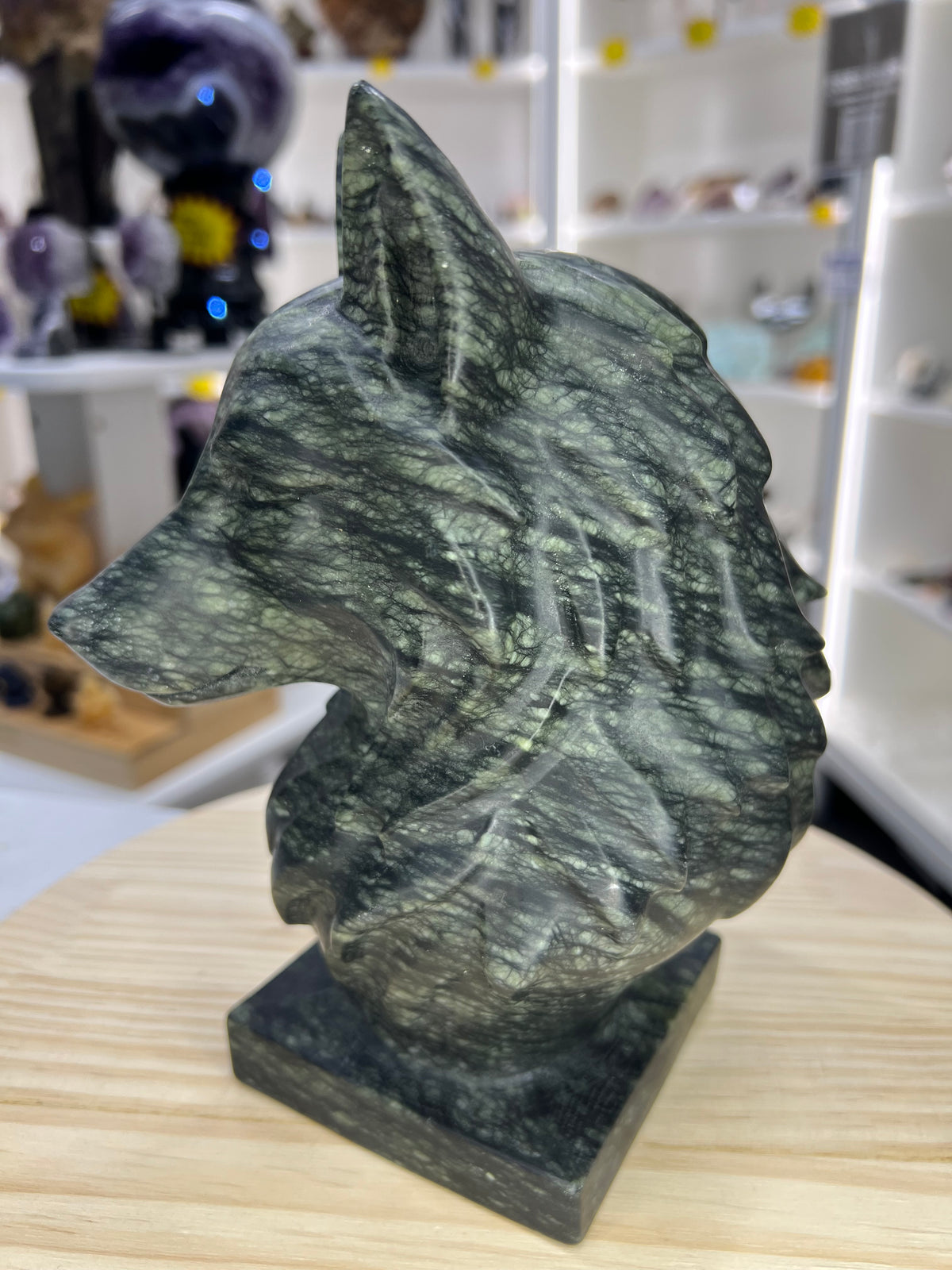 Huge Jade Wolf Head
