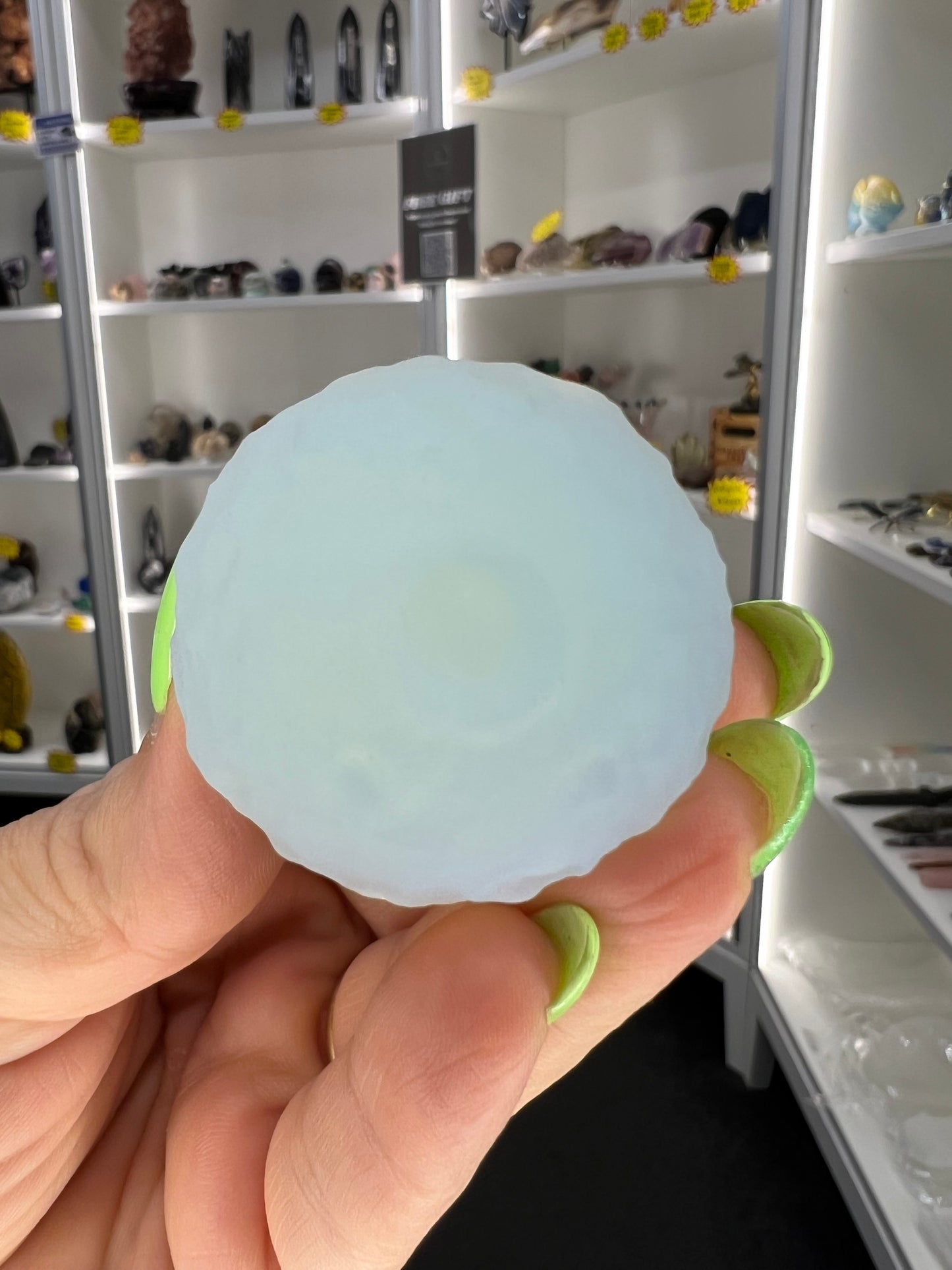 Opalite Moon Face Sphere on Stand