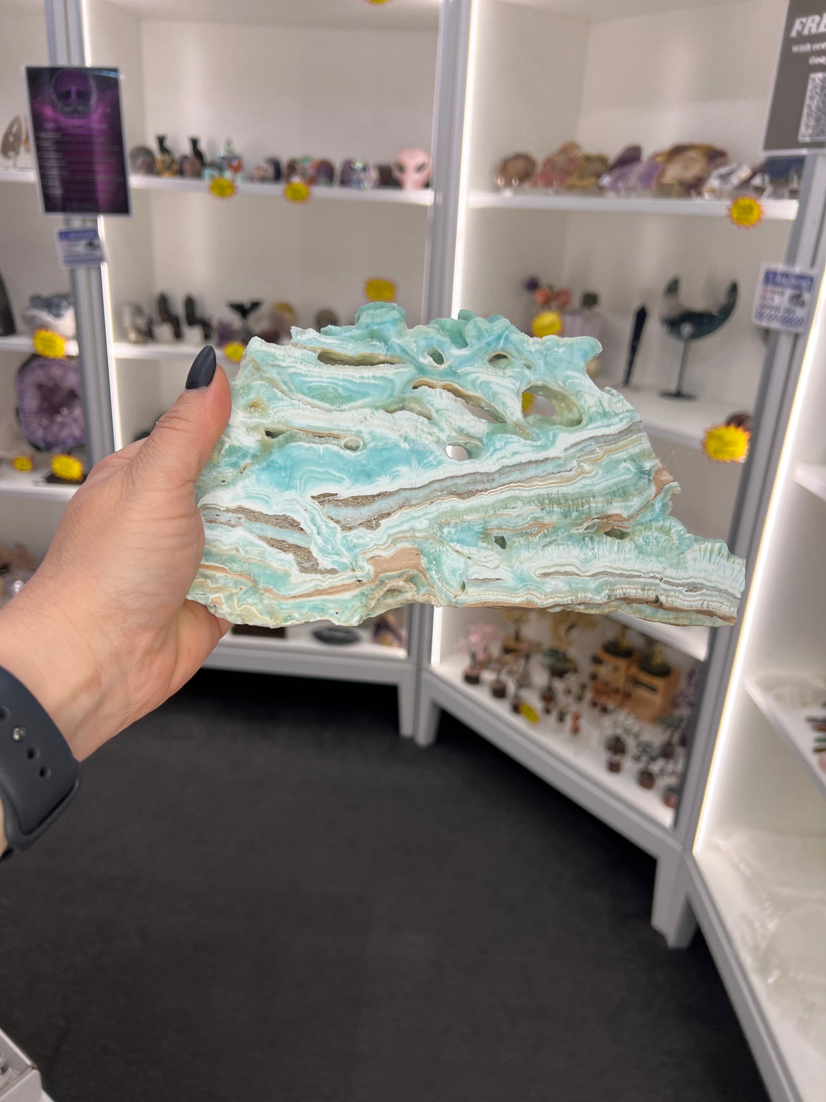 Hemimorphite Slab with Stand