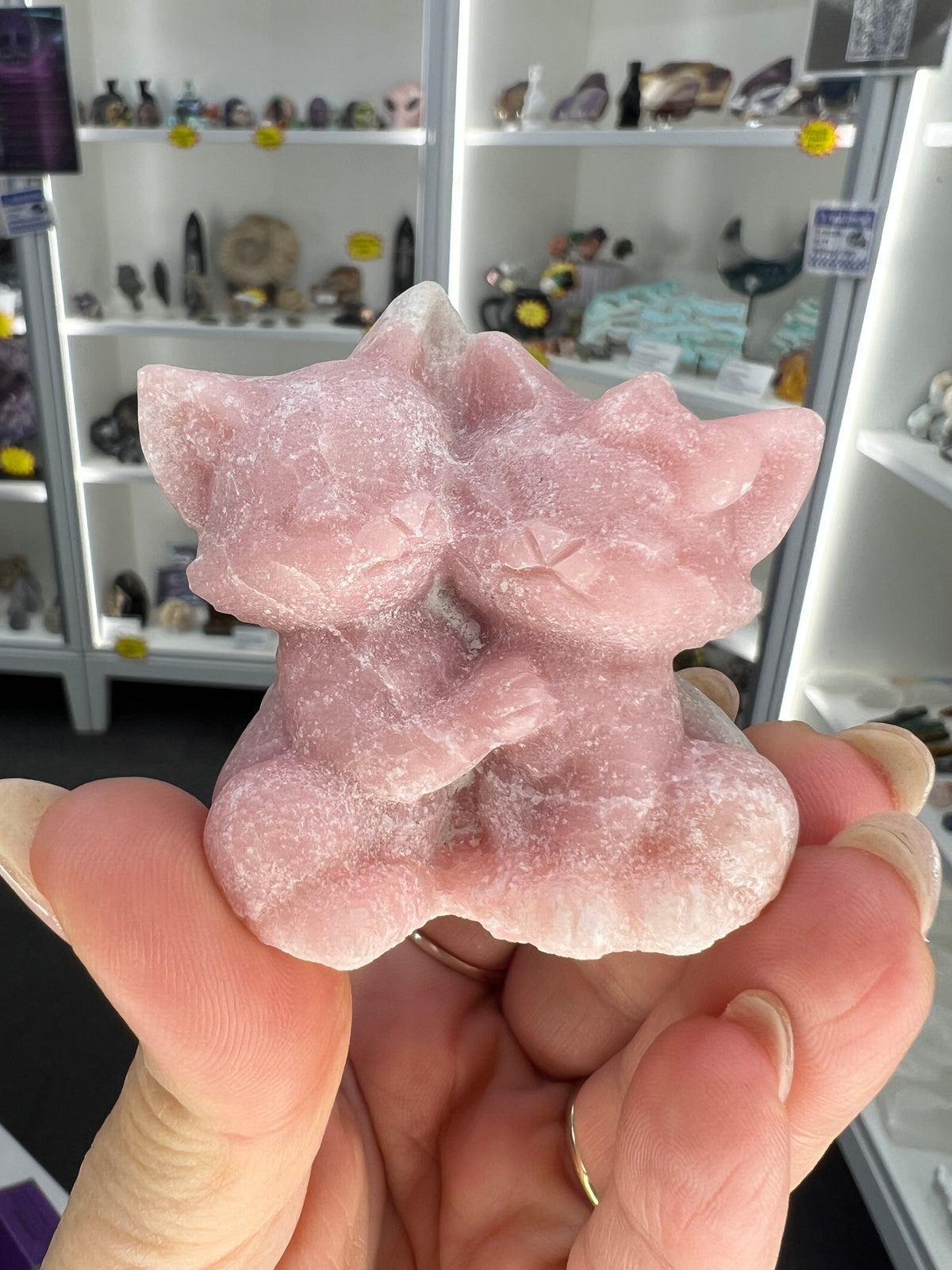 Pink Opal Hugging Cats
