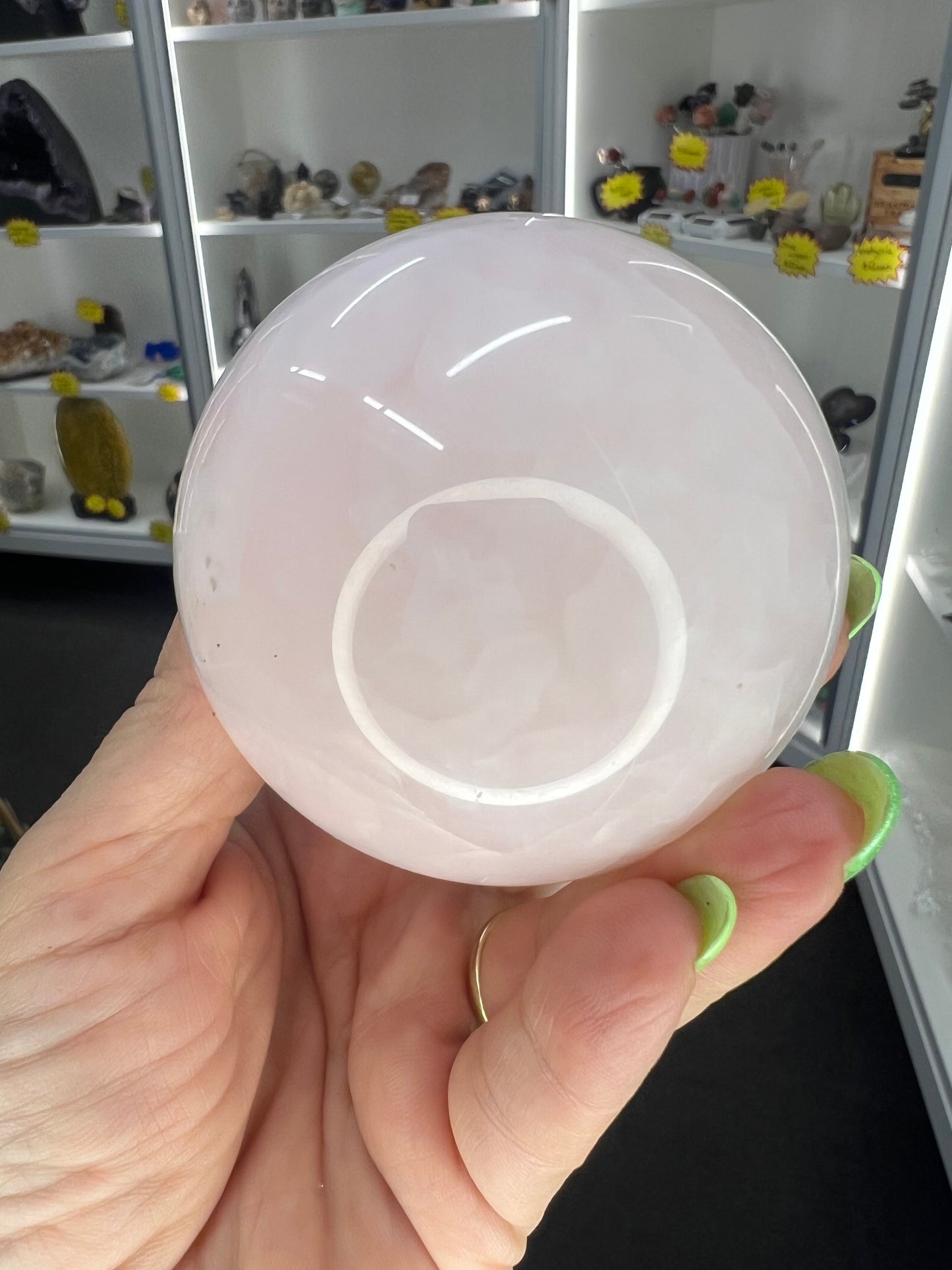 Pink Calcite Sphere on Stand