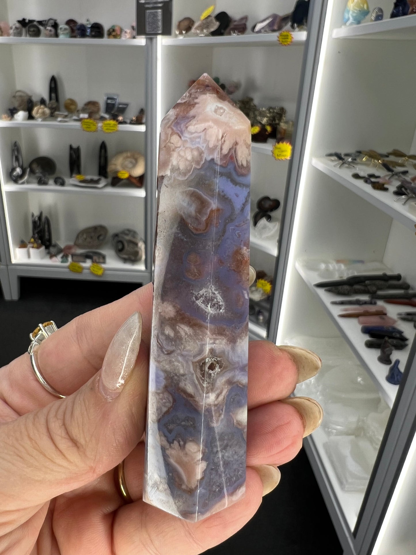 Blue Flower Agate Tower
