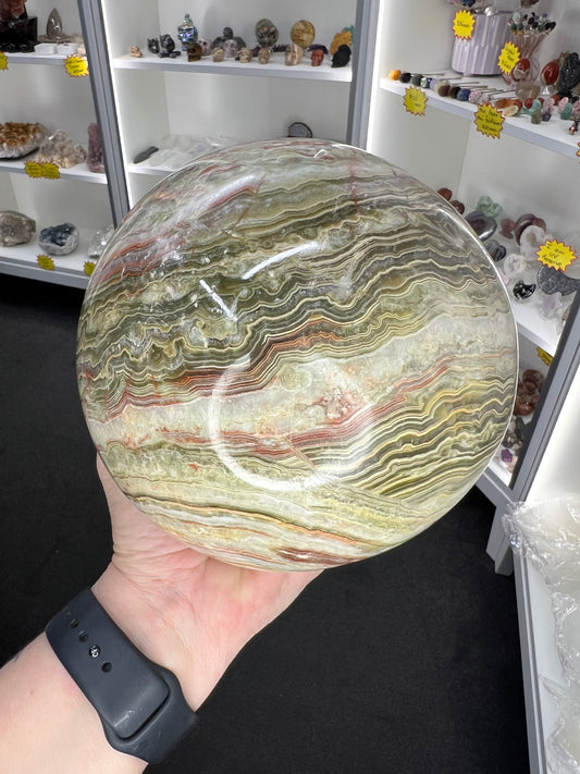 Green Onyx Sphere with Stand