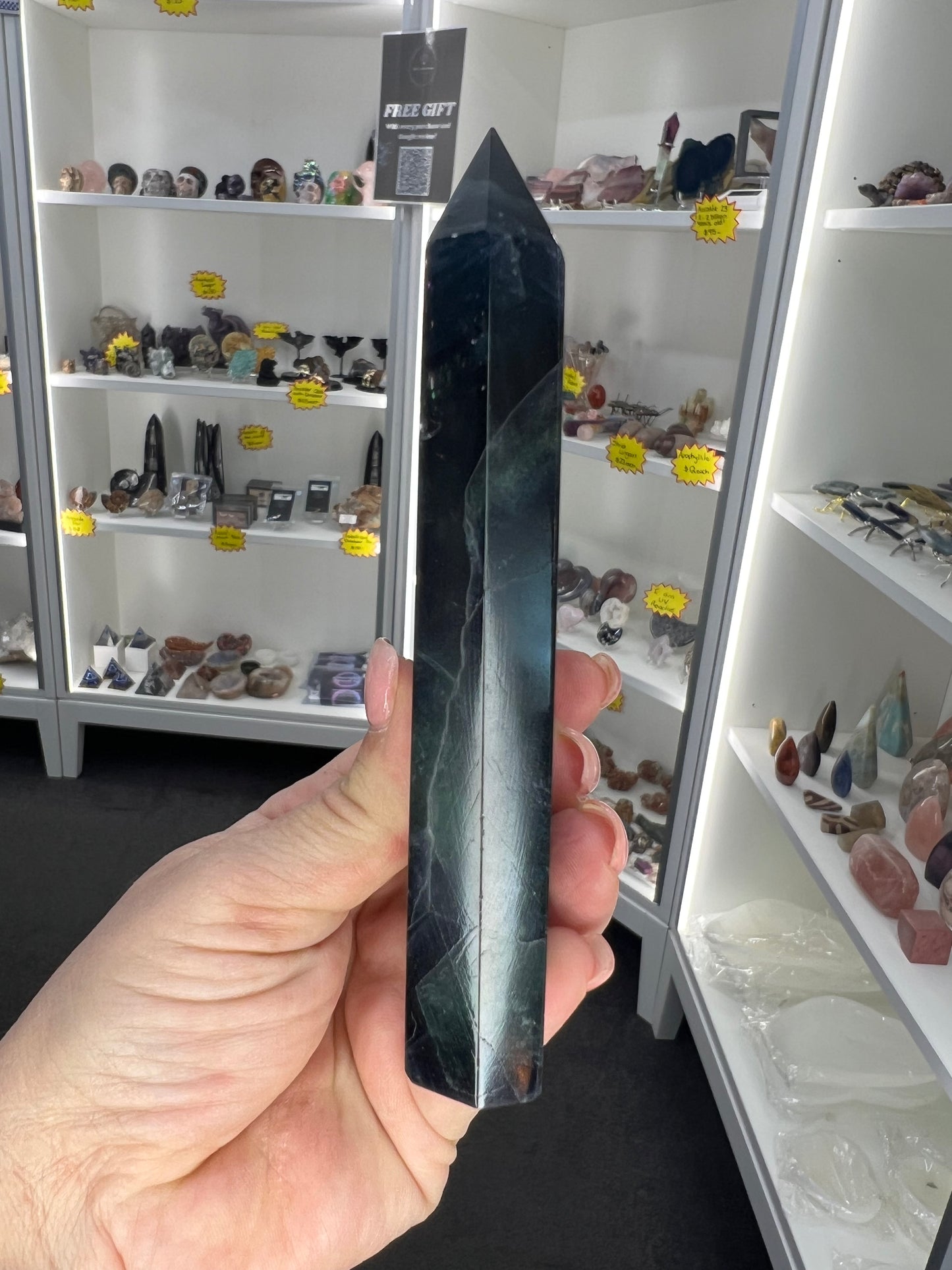 Black Fluorite Tower/Slab (UV Reactive)