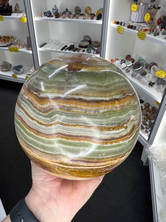 Green Onyx Sphere with Stand