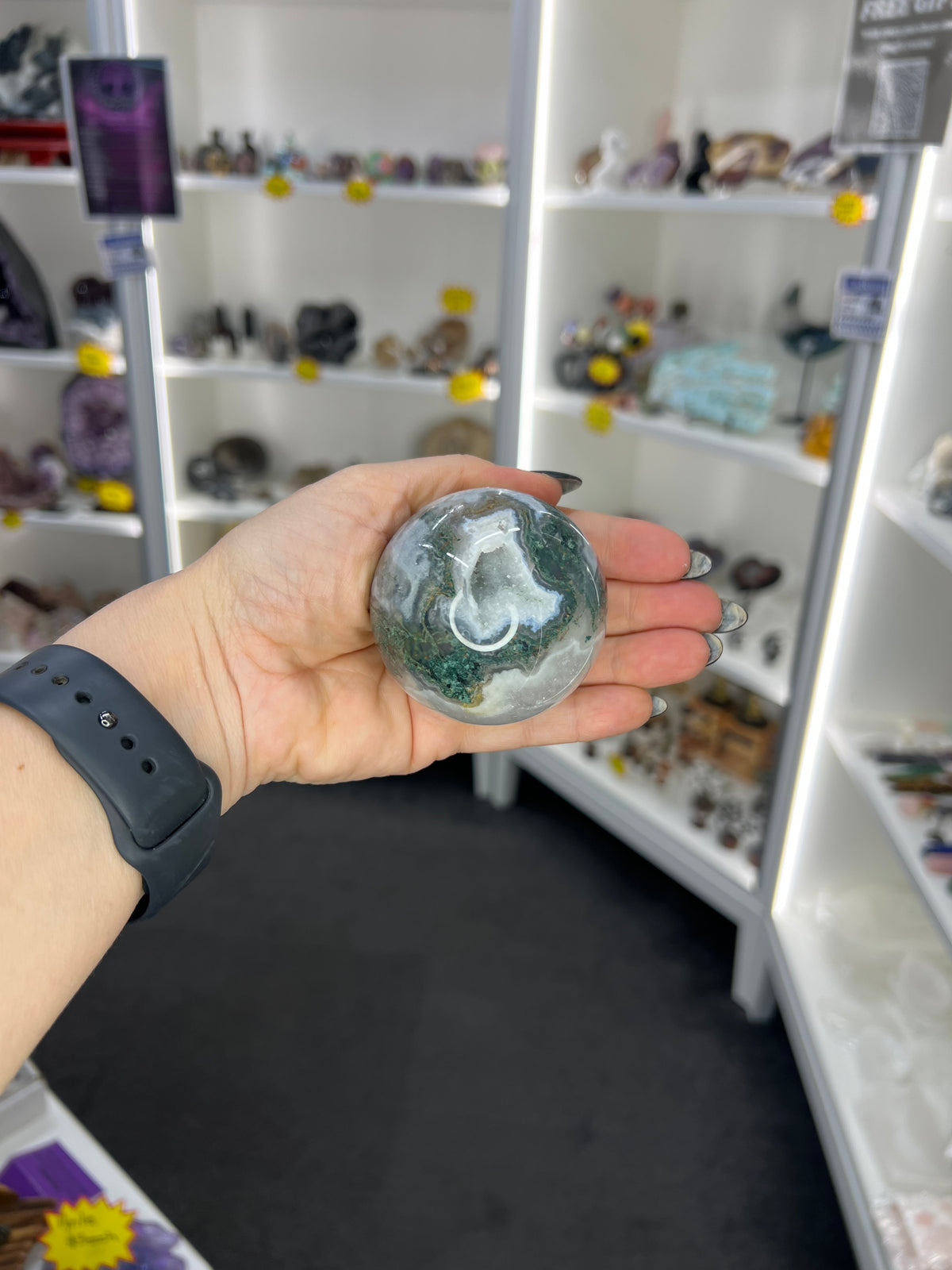Moss Agate Sphere with Stand