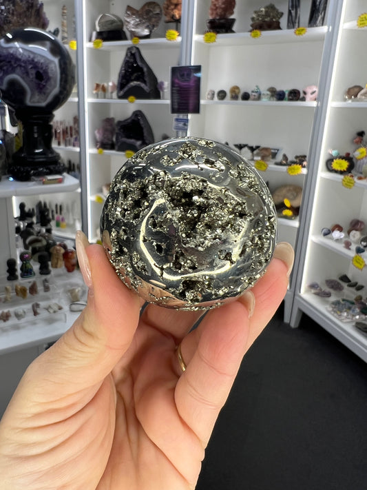 Pyrite Sphere on Stand