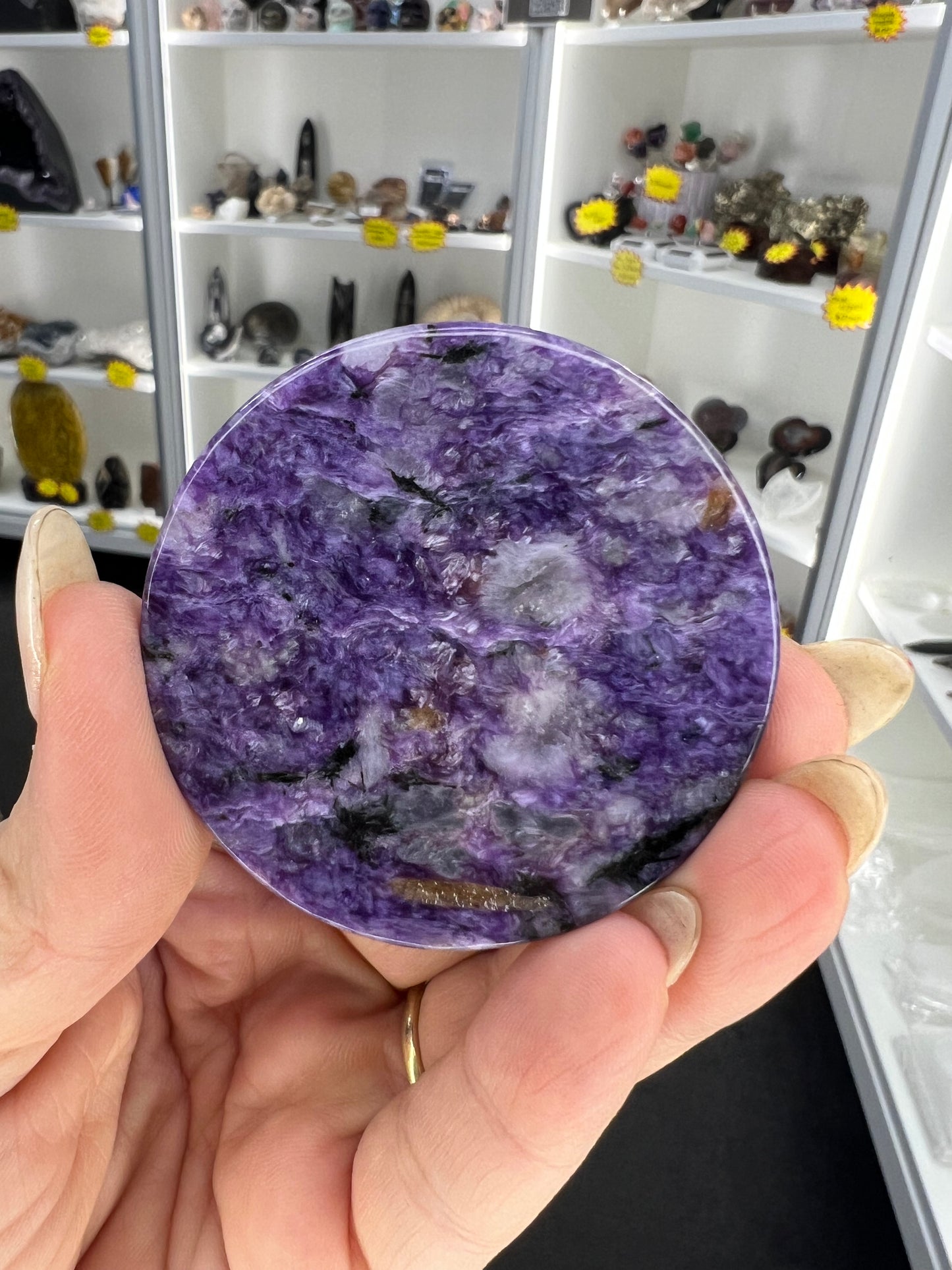 Charoite Disk on Stand
