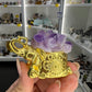 Amethyst Cluster on Gold Elephant