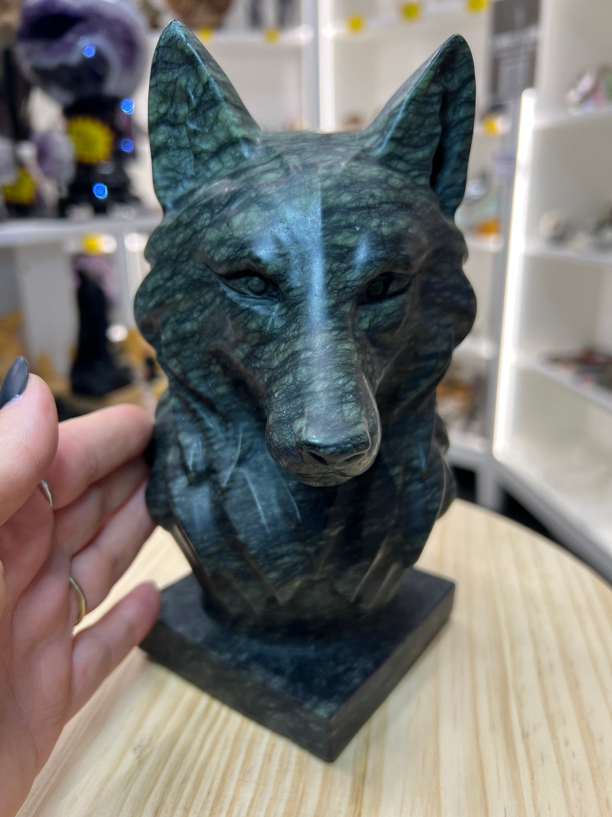 Huge Jade Wolf Head