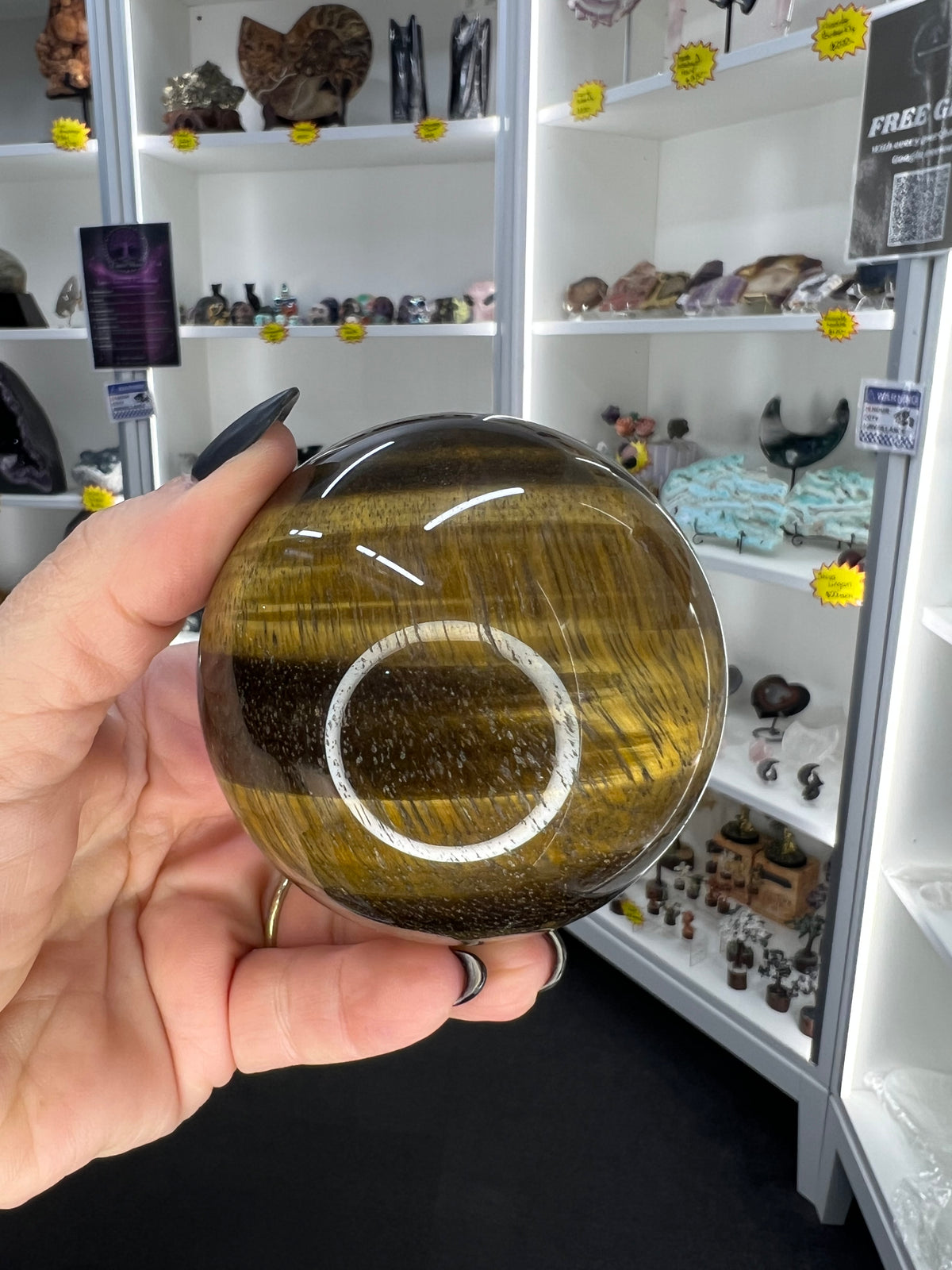 Tigers Eye Sphere on Stand