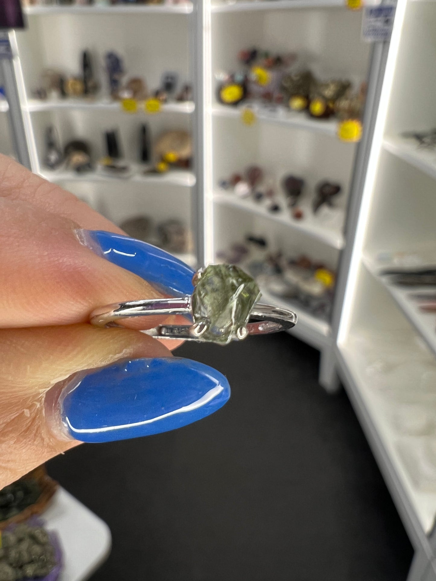 Moldavite Chip Adjustable Ring