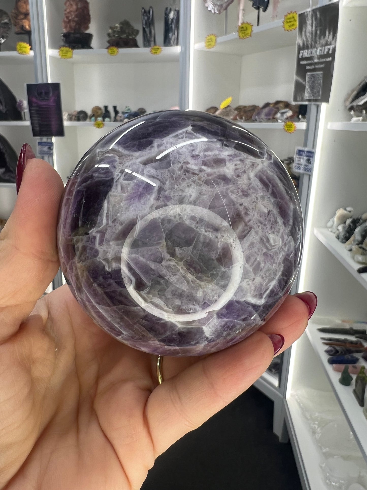 Chevron / Dream Amethyst Sphere with Stand