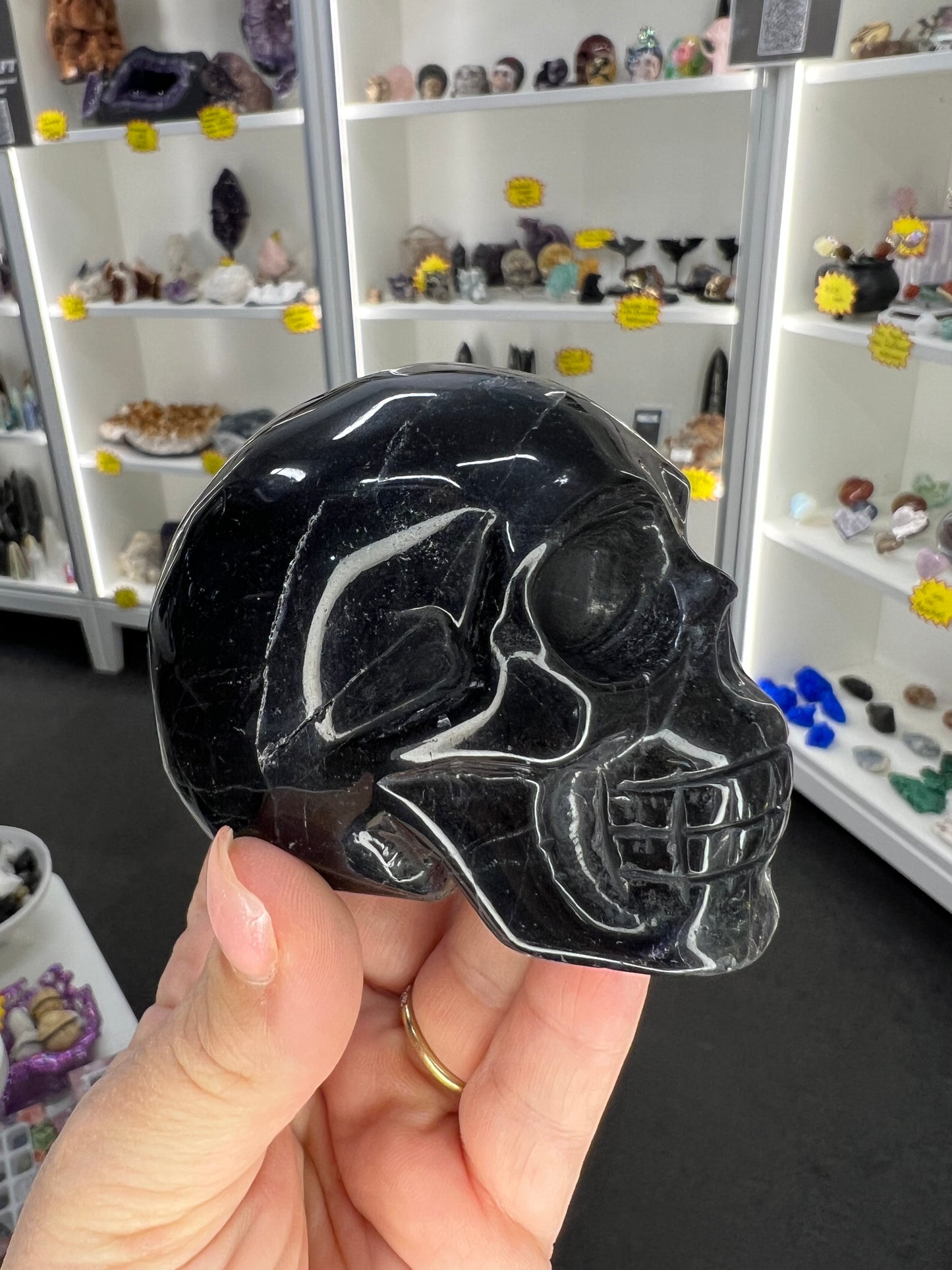 Black Fluorite Skull (UV Reactive)