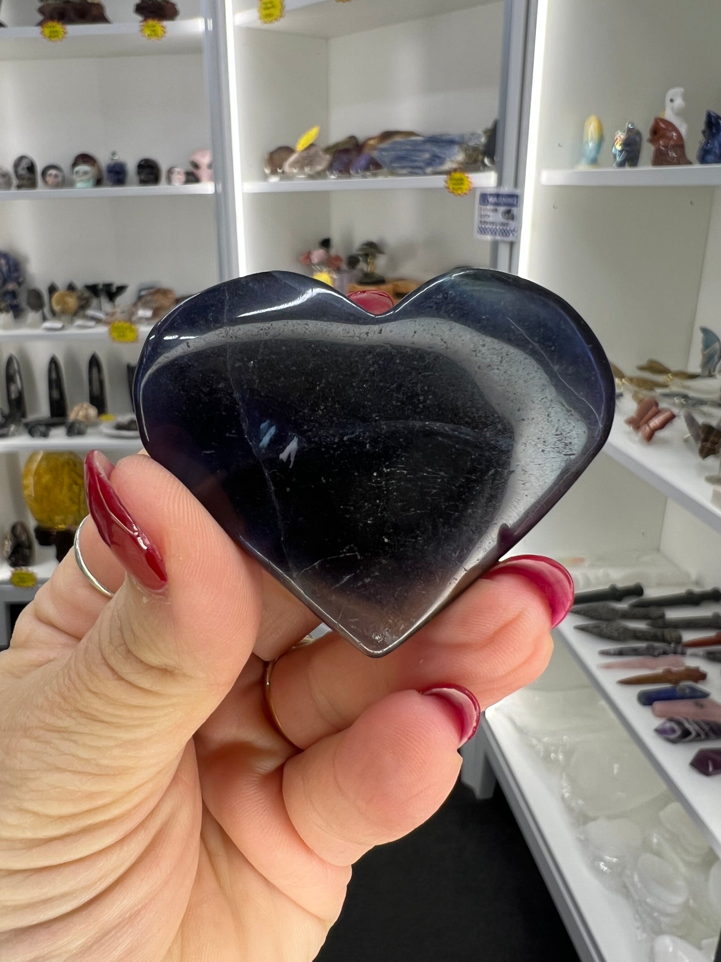 Black Fluorite Heart (UV Reactive)