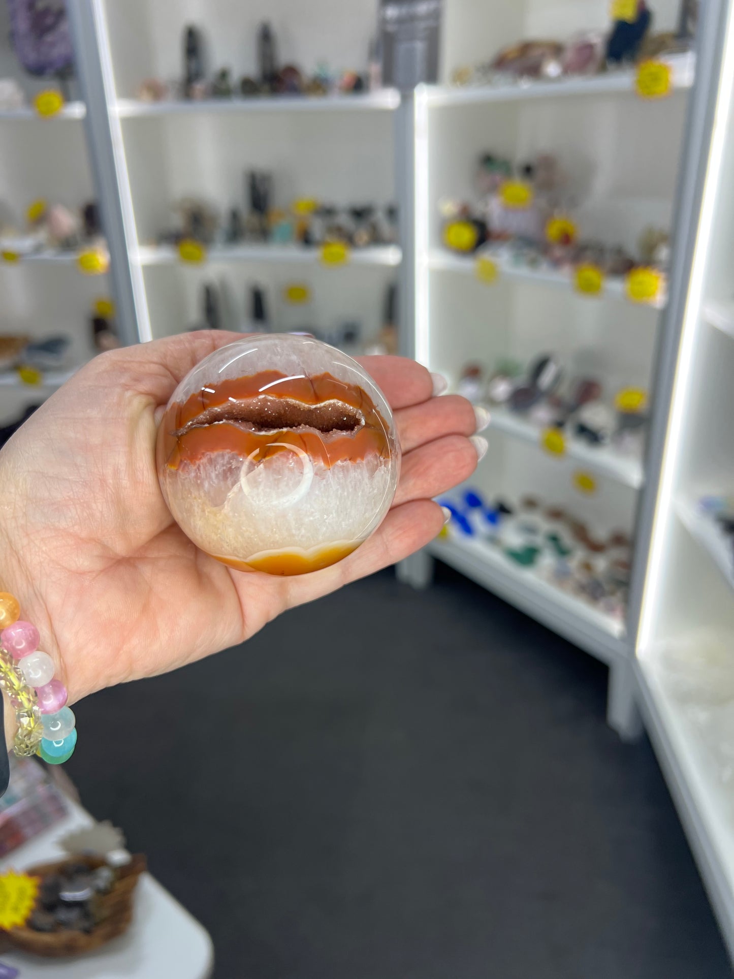 Druzy Carnelian Sphere with Stand