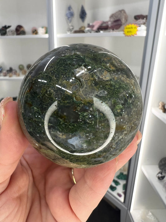 Moss Agate Sphere with Stand