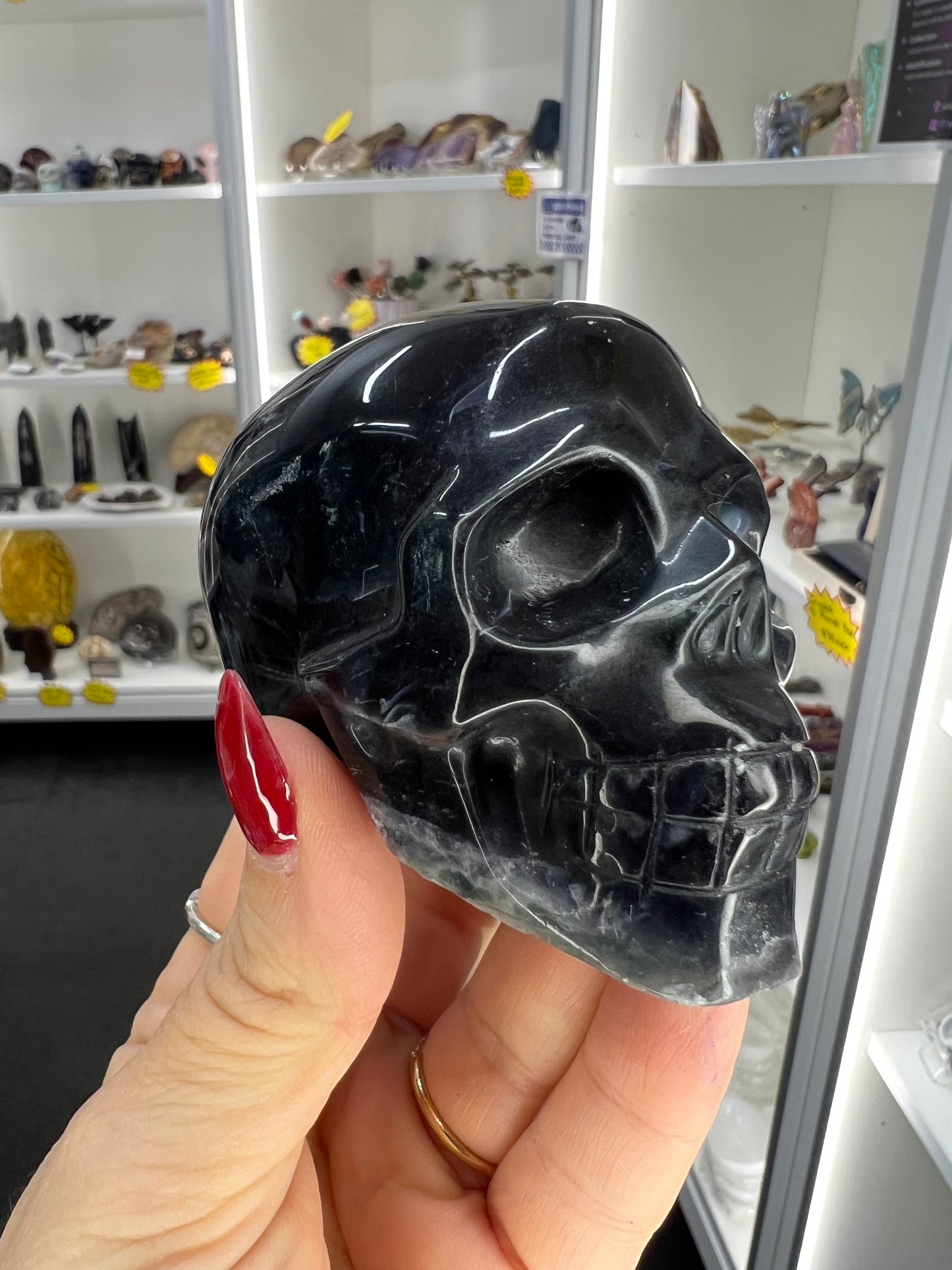 Black Fluorite Skull (UV Reactive)