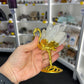 Clear Quartz Cluster on Gold Flamingo