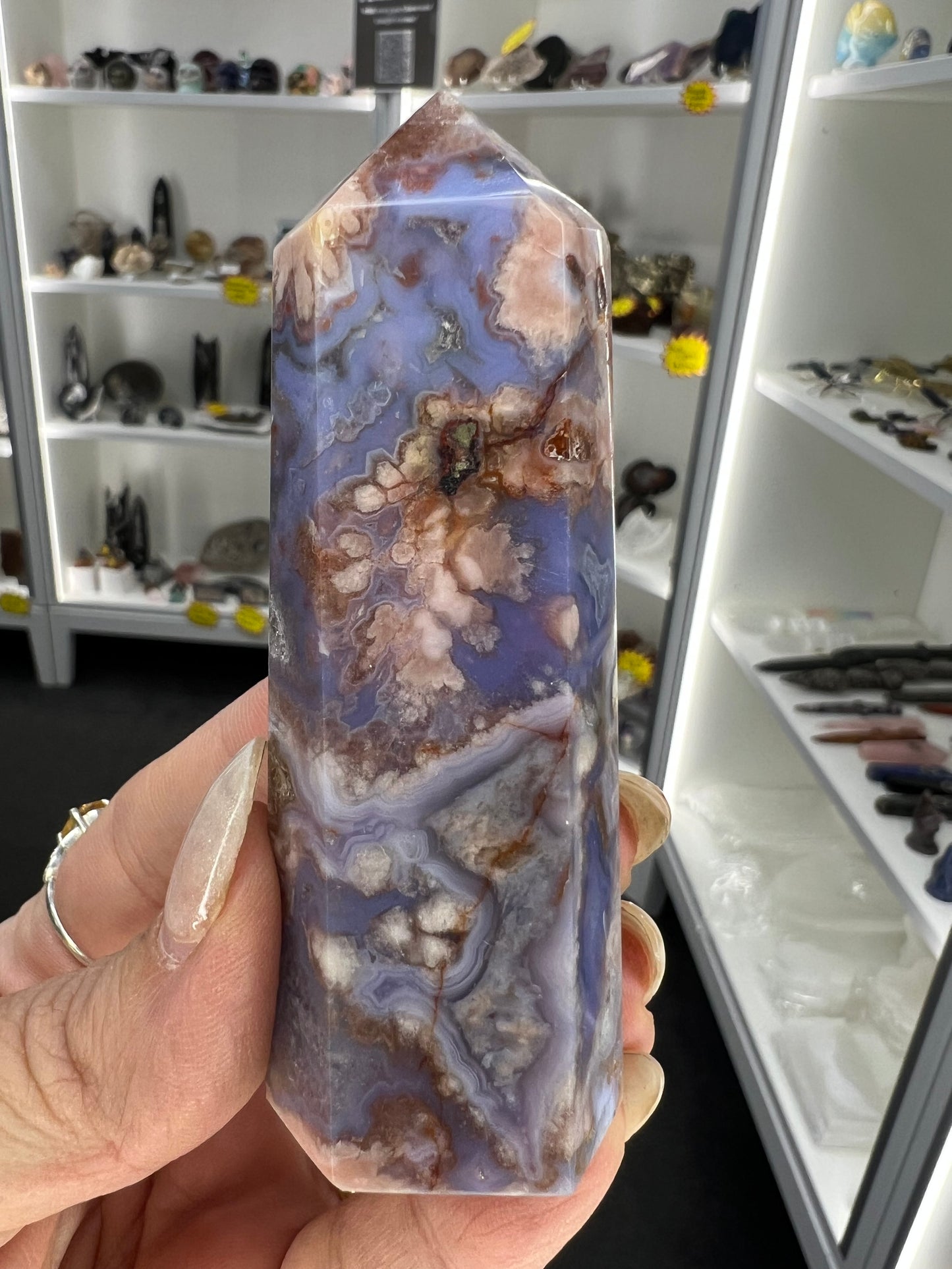 Blue Flower Agate Tower