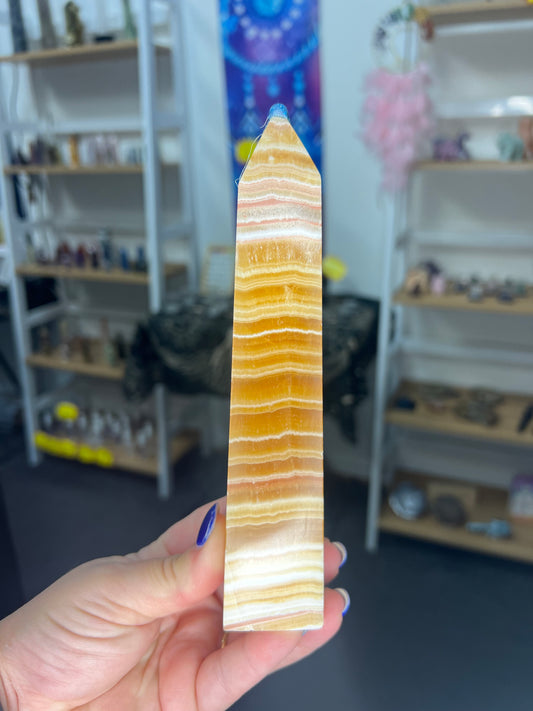 Banded Honey Calcite Tower