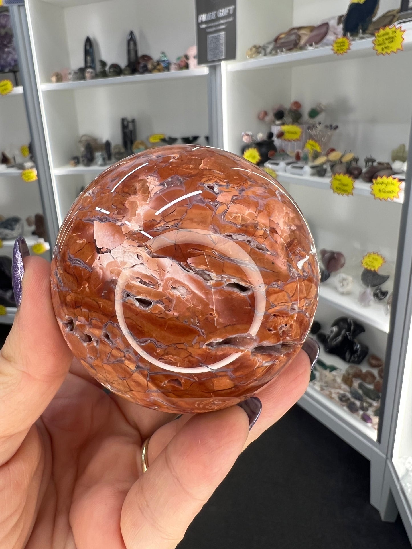 Pink Agate Sphere with Stand