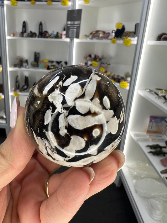 Peanutwood Jasper Sphere on Stand