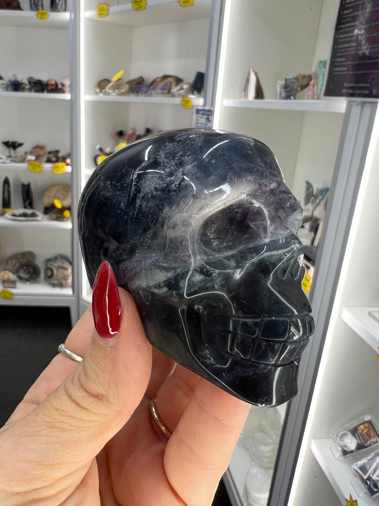 Black Fluorite Skull (UV Reactive)