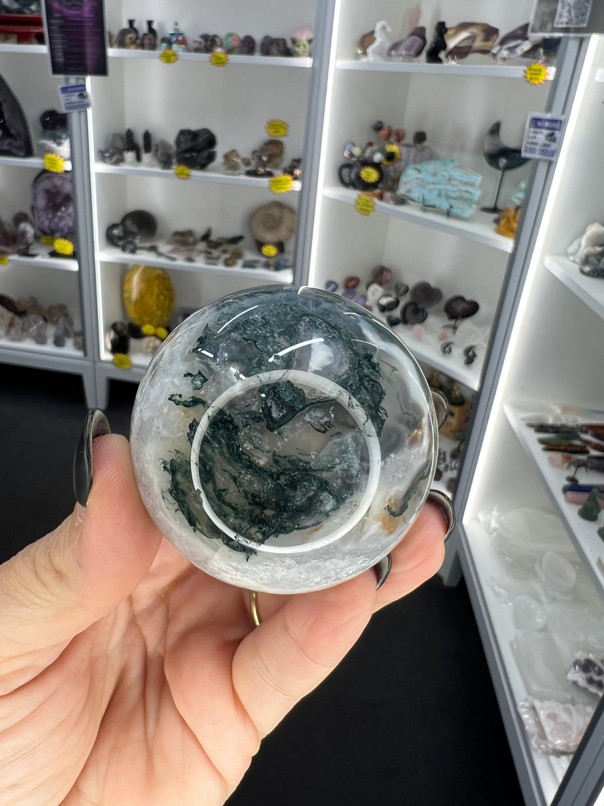 Moss Agate Sphere with Stand