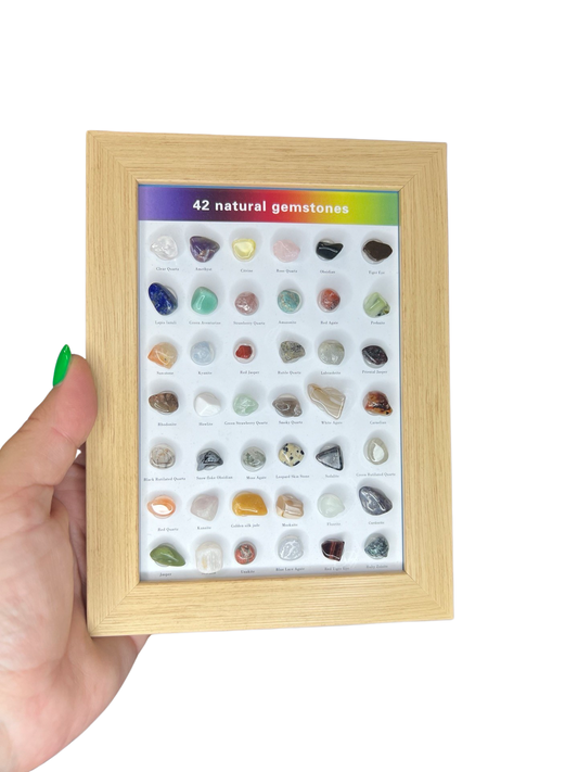 42 Natural Gemstones Framed