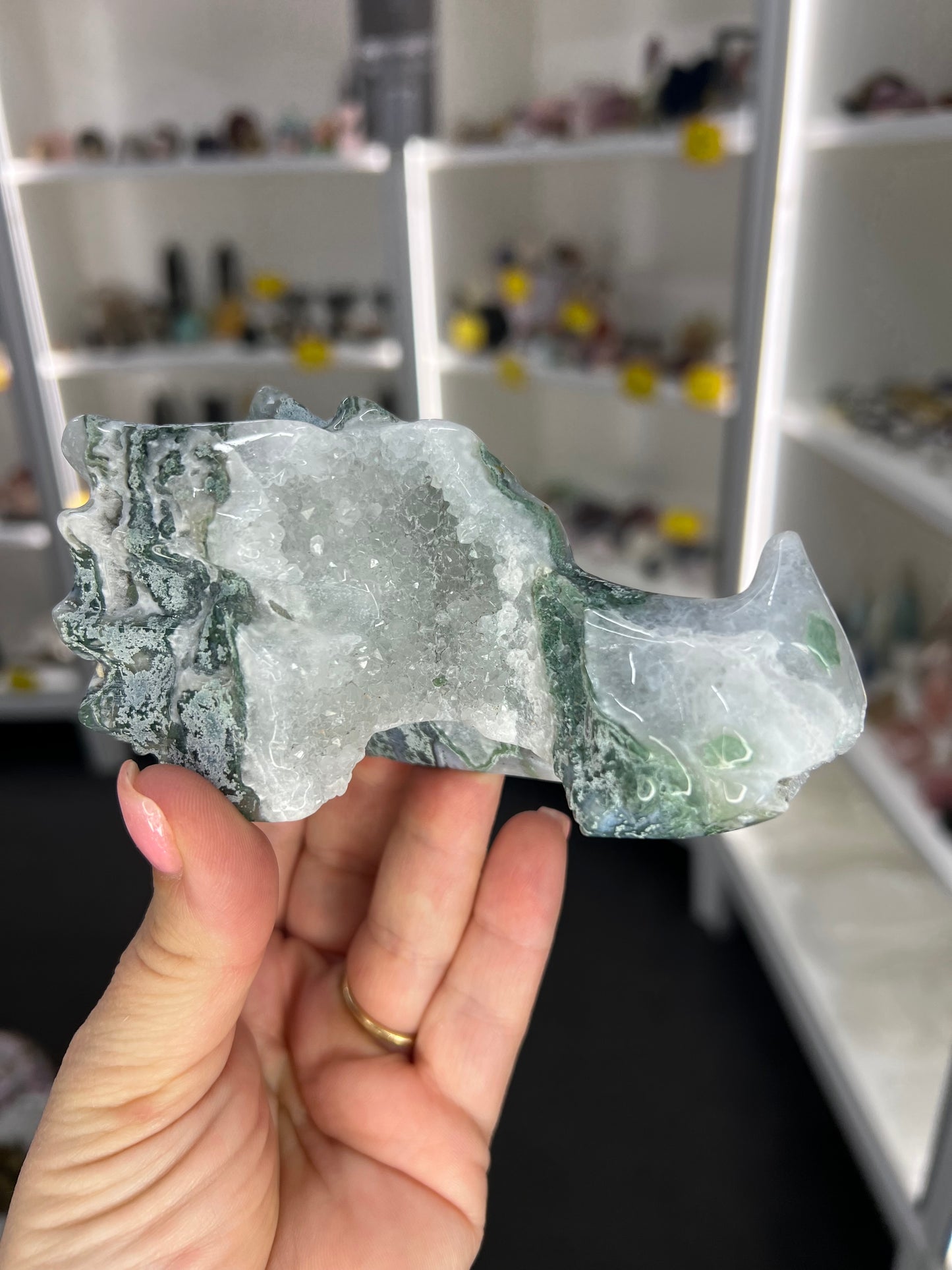 Moss Agate Dragon Head