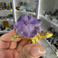 Amethyst Cluster on Gold Turtle