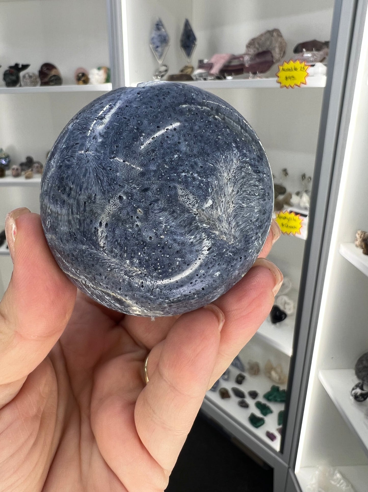 Blue Coral Jade Sphere on Stand