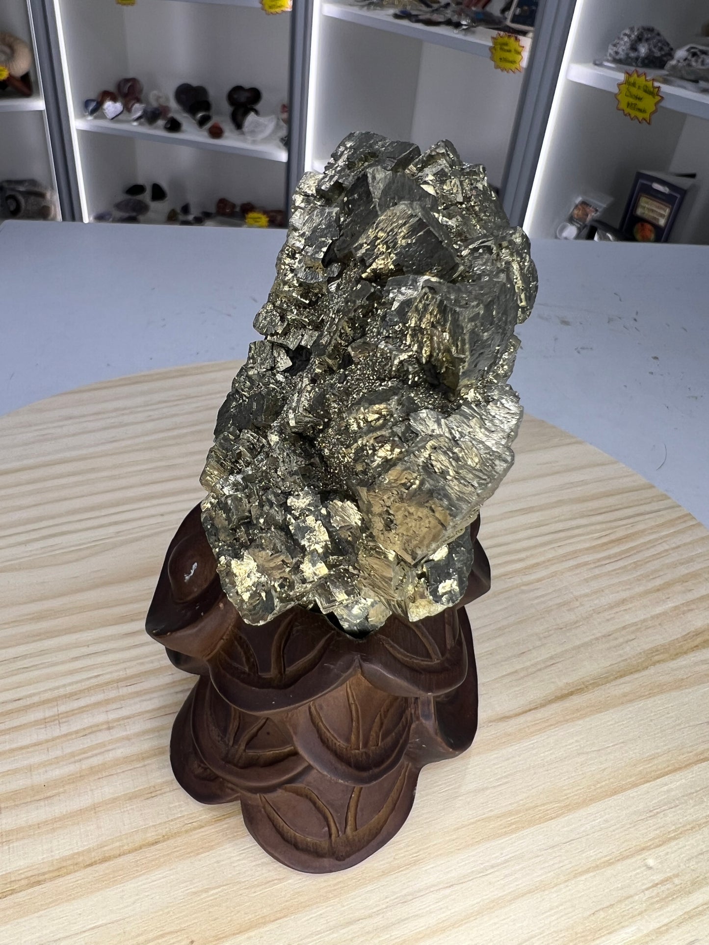 Pyrite Specimen on Custom Stand