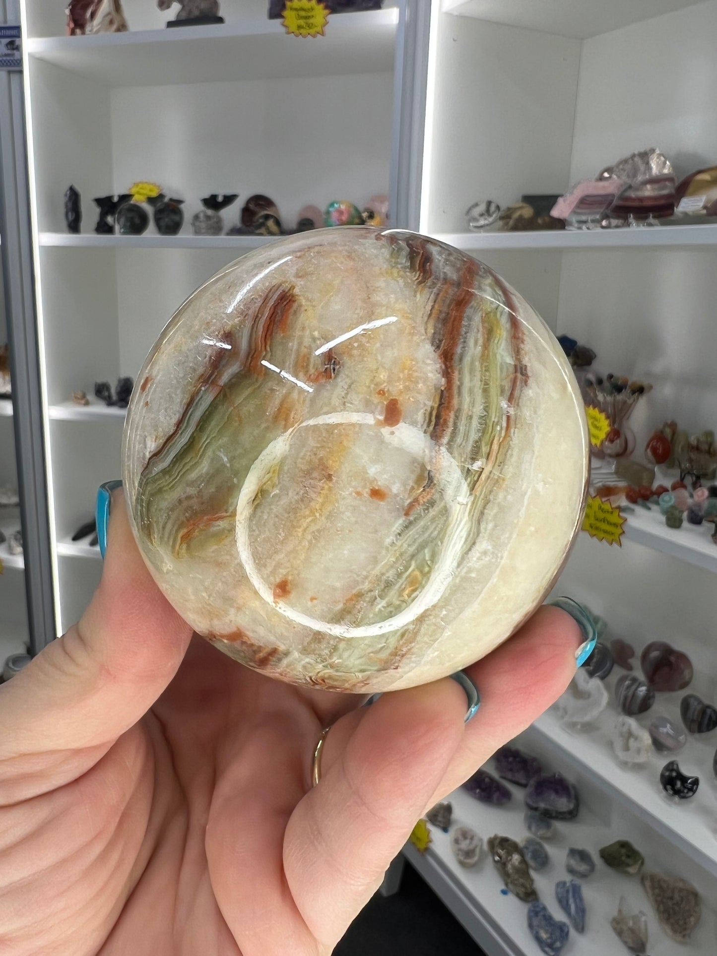 Green Onyx Sphere on Stand